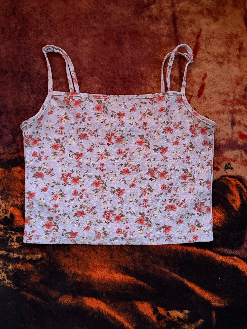 Forever 21 White Floral Spaghetti-Strap Cami